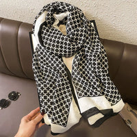 180X90cm Fashion Spring and Autumn Scarf Women's Cotton and Linen Dual-purpose All-match Thin Winter Silk Scarf Long Gauze Scarf