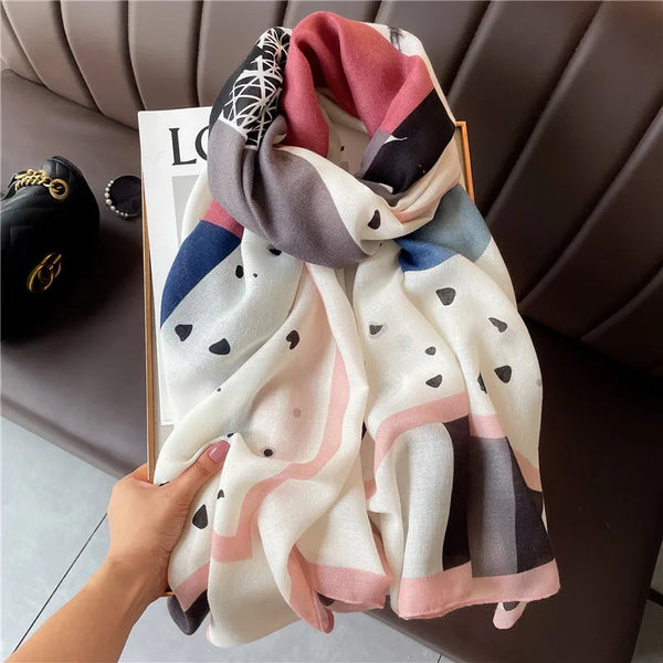 180X90cm Fashion Spring and Autumn Scarf Women's Cotton and Linen Dual-purpose All-match Thin Winter Silk Scarf Long Gauze Scarf