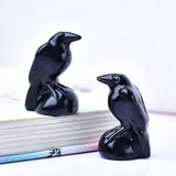 1PC Natural Flash Stone Obsidian Carving Crow, Quartz Crystal Crow, Mini Crystal Ornament