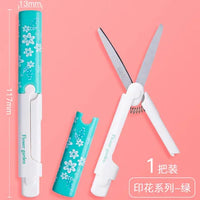 1PCS DELI mini portable scissors 0600 creative folding pen-shaped round head art children stationery scissors