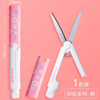 1PCS DELI mini portable scissors 0600 creative folding pen-shaped round head art children stationery scissors