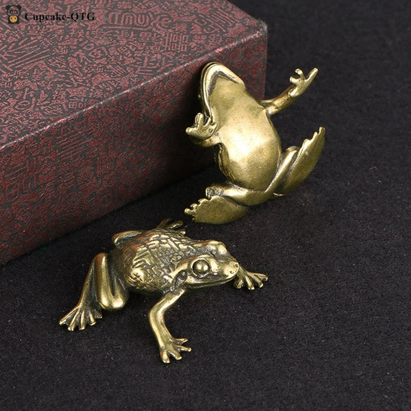 1pc Antique Solid Brass Lucky Rich Toads Frog Animal Statue Feng Shui Pocket Money Frog Fortune Craf Ornament