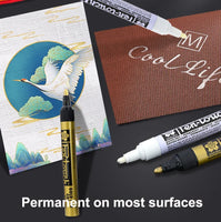 1pc Sakura Pen-Touch Paint Marker Gold, Silver,Copper 0.7mm 1mm 2mm Waterproof Low Odor Xylene-Free Permanent On Most Surfaces