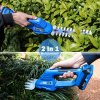 2 in 1 Cordless Electric Hedge Trimmer 20V Lawn Mower Battery Pruner Garden Tools Shears Shrub Trimmer for Grass by PROSTORMER