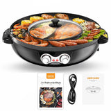 2 in 1 Electric Hot Pot BBQ Grill 1800W Multifunction Portable Home Foldable Non-Stick Split Pot Smokeless Barbecue Pan