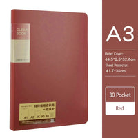 20/30/40/60 Pocket Folder A3 Clear Sleeves Display Book Transparent Sheet Protector Booklet A3 Document Organizer Paper Holder