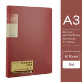 20/30/40/60 Pocket Folder A3 Clear Sleeves Display Book Transparent Sheet Protector Booklet A3 Document Organizer Paper Holder