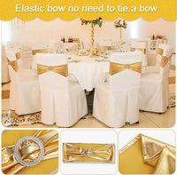 20 Pieces Spandex Chair Sashes with Buckle ,Metallic Gold Stretch Chair Cover for Wedding Hotel Banquet Events Chair Decorations