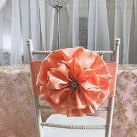 2020 New Arrival 100PCS/Lot  Wedding Decoration Wholesale Salmon Handmade Satin  Flower With Spandex Chair Band Chair Sash