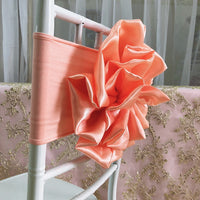 2020 New Arrival 100PCS/Lot  Wedding Decoration Wholesale Salmon Handmade Satin  Flower With Spandex Chair Band Chair Sash