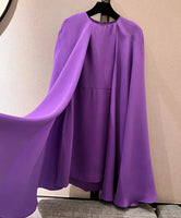 AOOKDRESS 2023 Autumn Heavyweight Silk Women Clothes Cloak Sleeves Elegant Purple Party Dress Fashion Bodycon Mini Evening Dresses