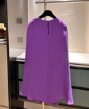 AOOKDRESS 2023 Autumn Heavyweight Silk Women Clothes Cloak Sleeves Elegant Purple Party Dress Fashion Bodycon Mini Evening Dresses