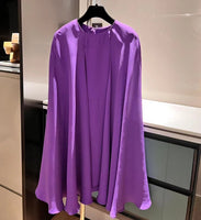 AOOKDRESS 2023 Autumn Heavyweight Silk Women Clothes Cloak Sleeves Elegant Purple Party Dress Fashion Bodycon Mini Evening Dresses