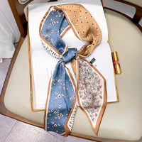 2023 Fashion Floral Print Silk Scarf Women Thin Neck Long Scarves Narrow Office Lady Shawl Bandanas Female Skinny Hairbands