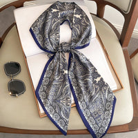 2023 Fashion Floral Print Silk Scarf Women Thin Neck Long Scarves Narrow Office Lady Shawl Bandanas Female Skinny Hairbands