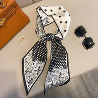 2023 Fashion Floral Print Silk Scarf Women Thin Neck Long Scarves Narrow Office Lady Shawl Bandanas Female Skinny Hairbands