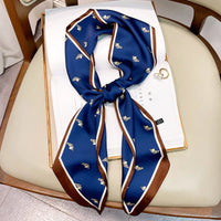 2023 Fashion Floral Print Silk Scarf Women Thin Neck Long Scarves Narrow Office Lady Shawl Bandanas Female Skinny Hairbands