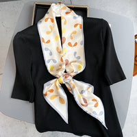 2023 Fashion Floral Print Silk Scarf Women Thin Neck Long Scarves Narrow Office Lady Shawl Bandanas Female Skinny Hairbands