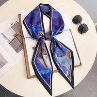 2023 Fashion Floral Print Silk Scarf Women Thin Neck Long Scarves Narrow Office Lady Shawl Bandanas Female Skinny Hairbands