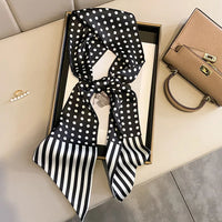 2023 Fashion Floral Print Silk Scarf Women Thin Neck Long Scarves Narrow Office Lady Shawl Bandanas Female Skinny Hairbands