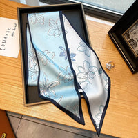 2023 Fashion Floral Print Silk Scarf Women Thin Neck Long Scarves Narrow Office Lady Shawl Bandanas Female Skinny Hairbands