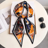 2023 Fashion Floral Print Silk Scarf Women Thin Neck Long Scarves Narrow Office Lady Shawl Bandanas Female Skinny Hairbands