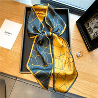 2023 Fashion Floral Print Silk Scarf Women Thin Neck Long Scarves Narrow Office Lady Shawl Bandanas Female Skinny Hairbands