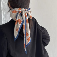 2023 Fashion Floral Print Silk Scarf Women Thin Neck Long Scarves Narrow Office Lady Shawl Bandanas Female Skinny Hairbands