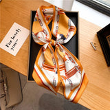 2023 Fashion Floral Print Silk Scarf Women Thin Neck Long Scarves Narrow Office Lady Shawl Bandanas Female Skinny Hairbands