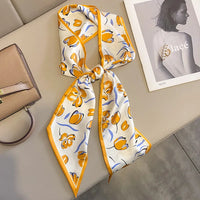 2023 Fashion Floral Print Silk Scarf Women Thin Neck Long Scarves Narrow Office Lady Shawl Bandanas Female Skinny Hairbands