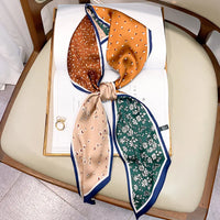 2023 Fashion Floral Print Silk Scarf Women Thin Neck Long Scarves Narrow Office Lady Shawl Bandanas Female Skinny Hairbands