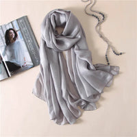 2023 Luxury Brand Women Fashion Scarf Plain Solid Silk Linen Shawls Scarves Summer Lady Bandanas Pashmina Foulard Hijab 180*90Cm