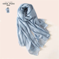 2023 Luxury Brand Women Fashion Scarf Plain Solid Silk Linen Shawls Scarves Summer Lady Bandanas Pashmina Foulard Hijab 180*90Cm