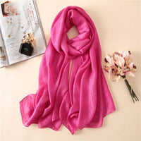 2023 Luxury Brand Women Fashion Scarf Plain Solid Silk Linen Shawls Scarves Summer Lady Bandanas Pashmina Foulard Hijab 180*90Cm