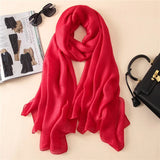 2023 Luxury Brand Women Fashion Scarf Plain Solid Silk Linen Shawls Scarves Summer Lady Bandanas Pashmina Foulard Hijab 180*90Cm