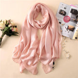 2023 Luxury Brand Women Fashion Scarf Plain Solid Silk Linen Shawls Scarves Summer Lady Bandanas Pashmina Foulard Hijab 180*90Cm