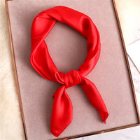 2023 New Fashion Summer Silk Square Scarf Solid Women Satin Neck Hair Tie Band Soft Beach Hijab Head Female Foulard Free Shiping