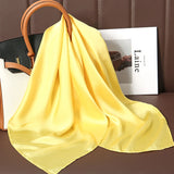 2023 New Fashion Summer Silk Square Scarf Solid Women Satin Neck Hair Tie Band Soft Beach Hijab Head Female Foulard Free Shiping