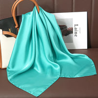 2023 New Fashion Summer Silk Square Scarf Solid Women Satin Neck Hair Tie Band Soft Beach Hijab Head Female Foulard Free Shiping