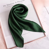 2023 New Fashion Summer Silk Square Scarf Solid Women Satin Neck Hair Tie Band Soft Beach Hijab Head Female Foulard Free Shiping