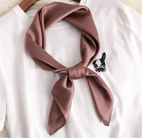 2023 New Fashion Summer Silk Square Scarf Solid Women Satin Neck Hair Tie Band Soft Beach Hijab Head Female Foulard Free Shiping