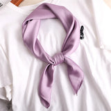 2023 New Fashion Summer Silk Square Scarf Solid Women Satin Neck Hair Tie Band Soft Beach Hijab Head Female Foulard Free Shiping