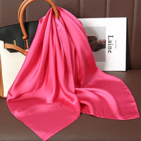 2023 New Fashion Summer Silk Square Scarf Solid Women Satin Neck Hair Tie Band Soft Beach Hijab Head Female Foulard Free Shiping