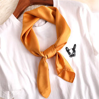 2023 New Fashion Summer Silk Square Scarf Solid Women Satin Neck Hair Tie Band Soft Beach Hijab Head Female Foulard Free Shiping