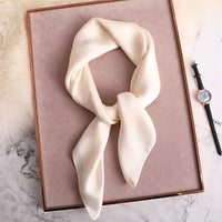 2023 New Fashion Summer Silk Square Scarf Solid Women Satin Neck Hair Tie Band Soft Beach Hijab Head Female Foulard Free Shiping