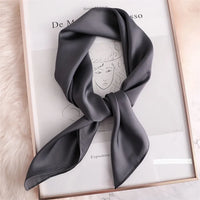 2023 New Fashion Summer Silk Square Scarf Solid Women Satin Neck Hair Tie Band Soft Beach Hijab Head Female Foulard Free Shiping