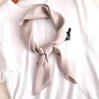 2023 New Fashion Summer Silk Square Scarf Solid Women Satin Neck Hair Tie Band Soft Beach Hijab Head Female Foulard Free Shiping