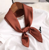 2023 New Fashion Summer Silk Square Scarf Solid Women Satin Neck Hair Tie Band Soft Beach Hijab Head Female Foulard Free Shiping