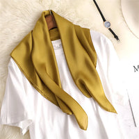 2023 New Fashion Summer Silk Square Scarf Solid Women Satin Neck Hair Tie Band Soft Beach Hijab Head Female Foulard Free Shiping