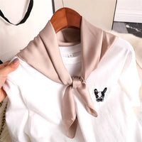 2023 New Fashion Summer Silk Square Scarf Solid Women Satin Neck Hair Tie Band Soft Beach Hijab Head Female Foulard Free Shiping